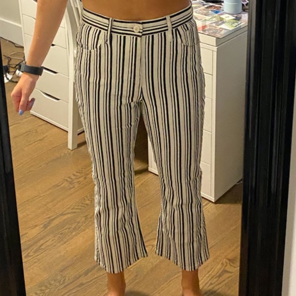 Black and White Striped Flare Pants - Picture 1 of 1